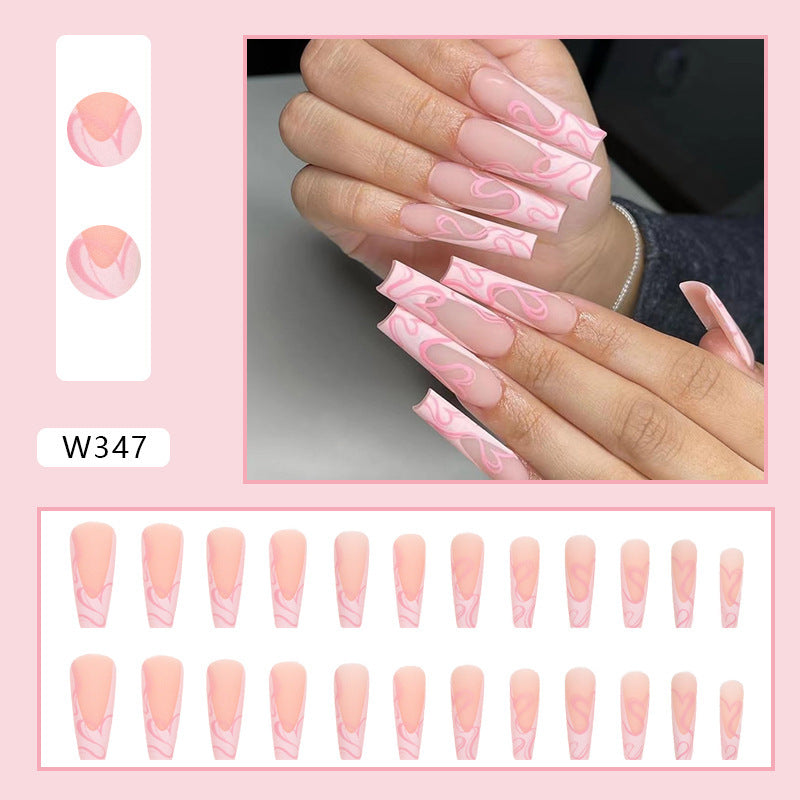 Heart Stripe Fake Nails Heart Stripe Fake Nails